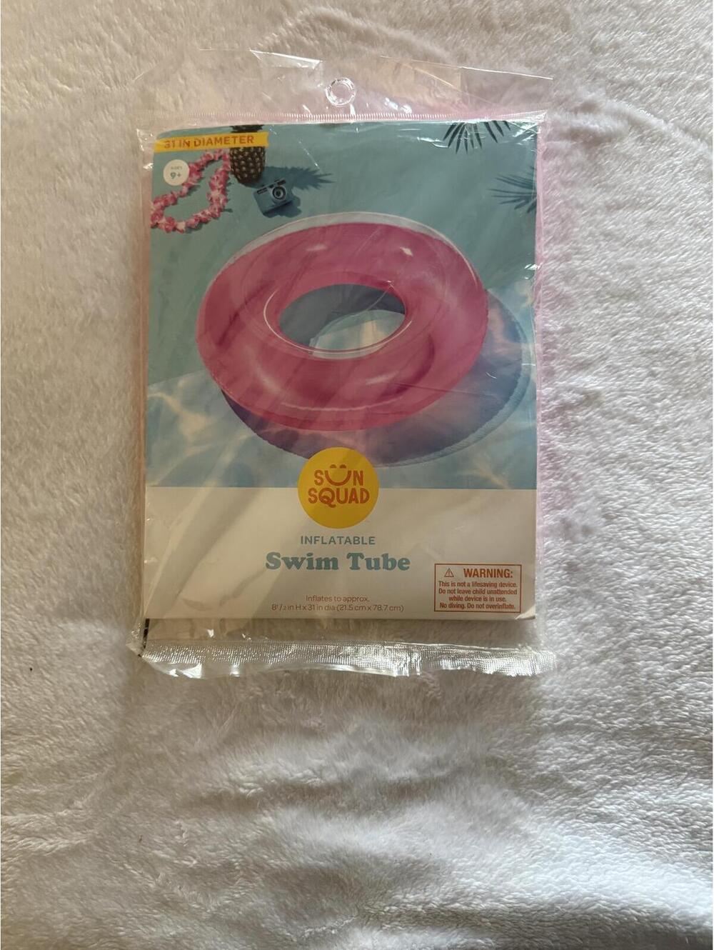 Sun Squad Inflatable Swim Tube Pink Pool Float